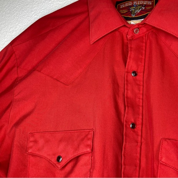 Red Rider Men's Western Shirt Button Down XXL Red Rodeo Snap Buttons Cowboy - Picture 7 of 15